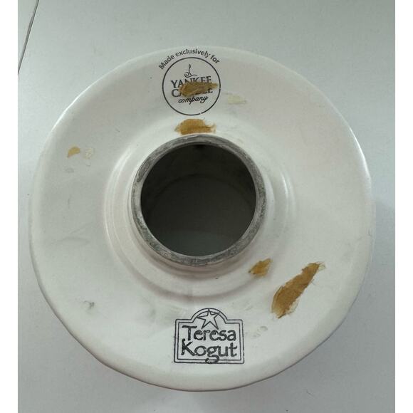 YANKEE CANDLE Theresa Kogut Shade Jar Topper and 4.75" Plate Snowman - Picture 8 of 9